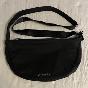 Athleta Black Nylon Crescent Shoulder Bag